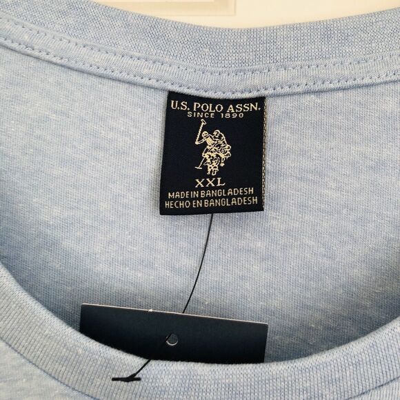 U.S. POLO ASSN. MEN'S SHIRT SIZE XXL CREW NECK BLUE SHORT SLEEVE STRIPE  196 - Picture 7 of 7